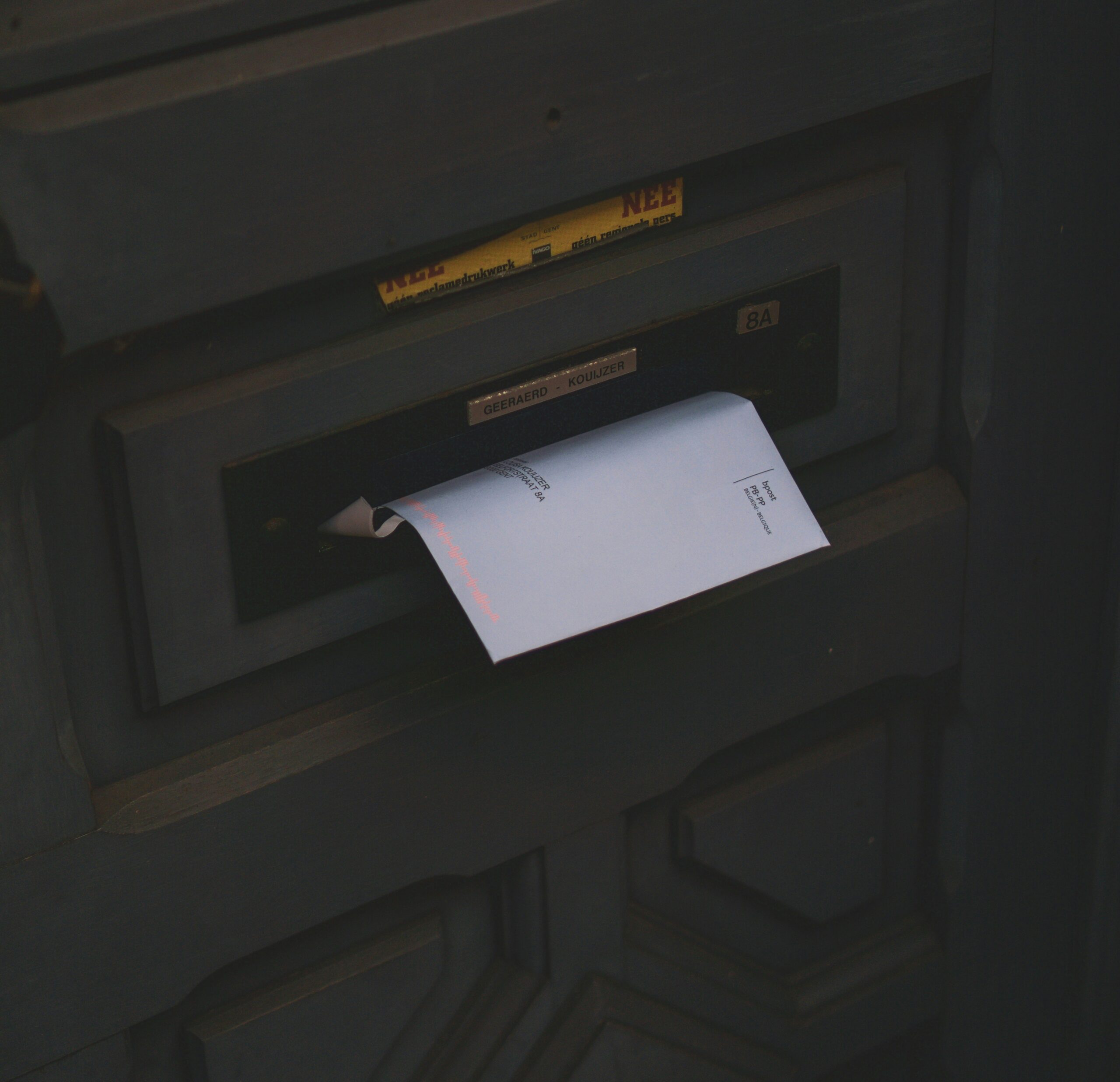 Letter that came via postal service and waits to be read in Belgium