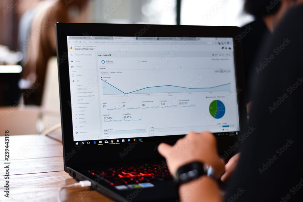 Website Analytics. Worker checking traffic visitor Report on website. Data Analytics. local seo wellness business